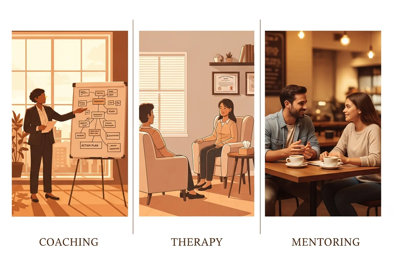 Coaching vs therapy vs mentoring comparison