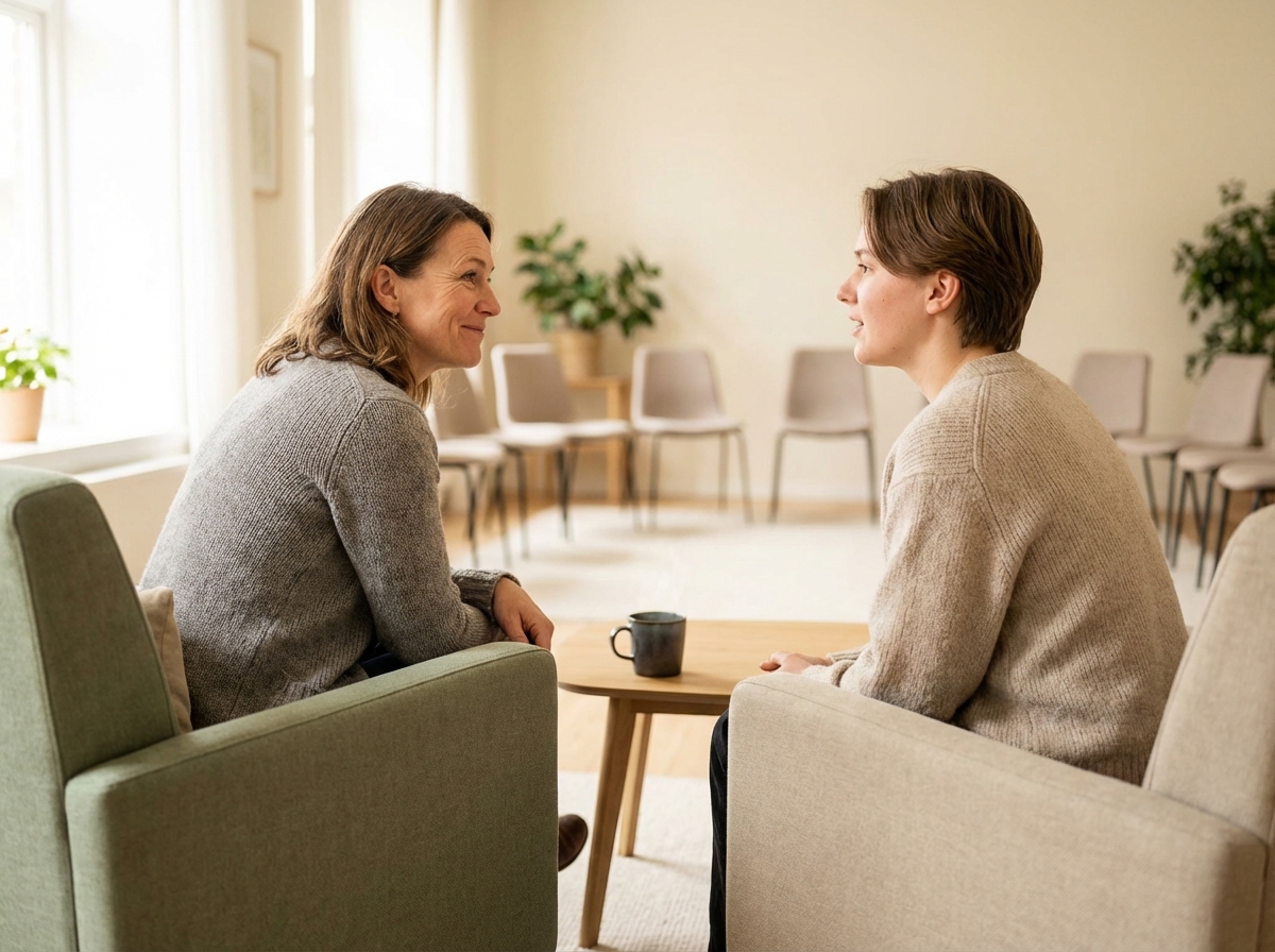 Supportive addiction recovery coaching session