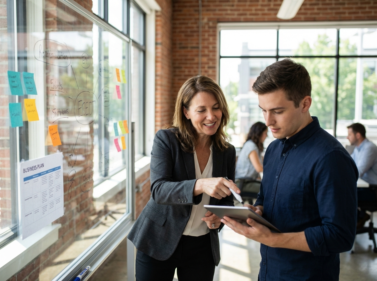 Business coach mentoring an entrepreneur